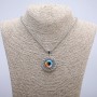 Pendant "Eye" in setting 45x30mm on chain, length 70cm silver-tone metal