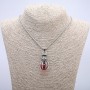 Pendant "Ball in Paw" red 45x17mm on chain, length 70cm +/- silver-tone metal