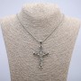 Pendant "Cross" 60x35mm on a Chain, Length 70cm, Silver-Tone Metal