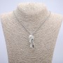 Pendant "Bird with a Sphere" 47x18mm on a Chain, Length 70cm, Silver-Tone Metal