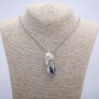 Pendant "Bird with a Sphere" 47x18mm on a Chain, Length 70cm, Silver-Tone Metal