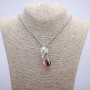 Pendant "Bird with a Sphere" 47x18mm on a Chain, Length 70cm, Silver-Tone Metal