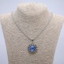 Pendant "Dragon's Eye" in a 42x30mm Setting on a Chain, Length 70cm, Silver-Tone Metal