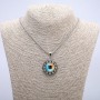 Pendant "Eye" in a 42x30mm Setting on a Chain, Length 70cm, Silver-Tone Metal