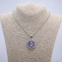 Pendant "Dragon's Eye" in a 42x30mm Setting on a Chain, Length 70cm, Silver-Tone Metal