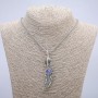 Pendant "Paw with Feather Dragon Eye" 70x20mm on chain, length 70cm silver-tone metal
