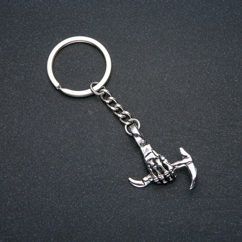 Keyring "Hand of Death", diameter 39x30mm, length 9cm +/- silver-tone metal