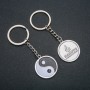 Keyring "Yin Yang", diameter 31mm, length 8cm +/- silver-tone metal