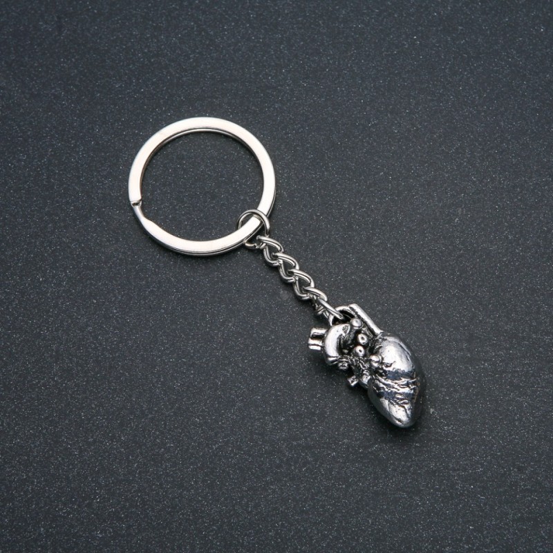 Keyring "Heart", 27x13mm diameter, 8cm length +/- silver-coloured metal