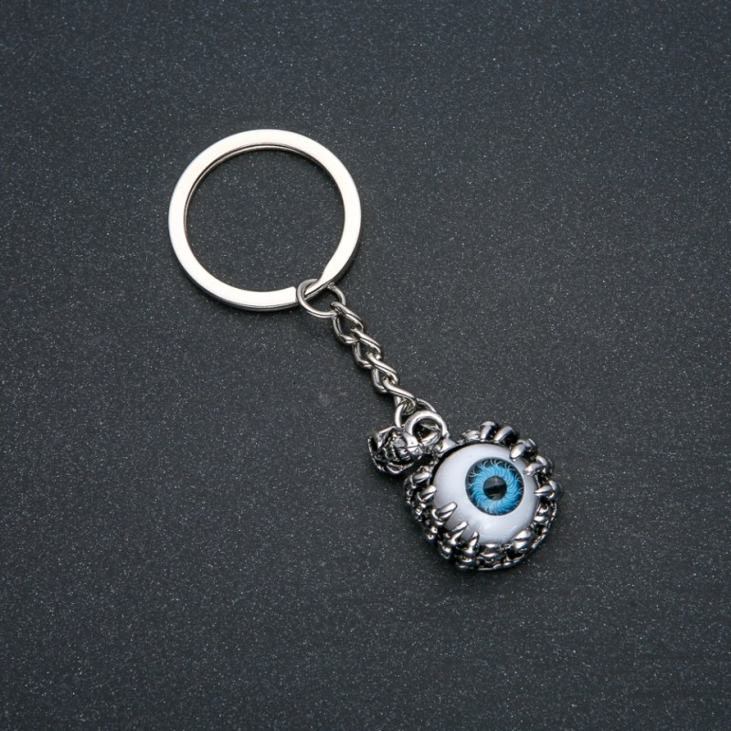 Keyring "Eye", 21mm diameter, 9cm length +/- silver-coloured metal
