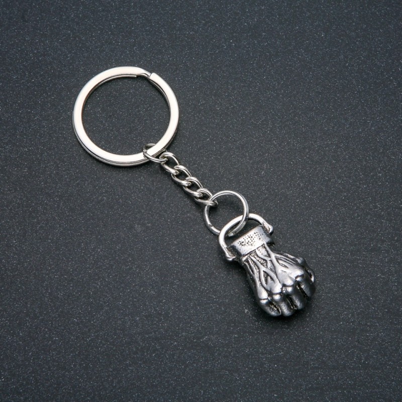 Keyring "Fist", 32x18mm diameter, 9cm length +/- silver-coloured metal