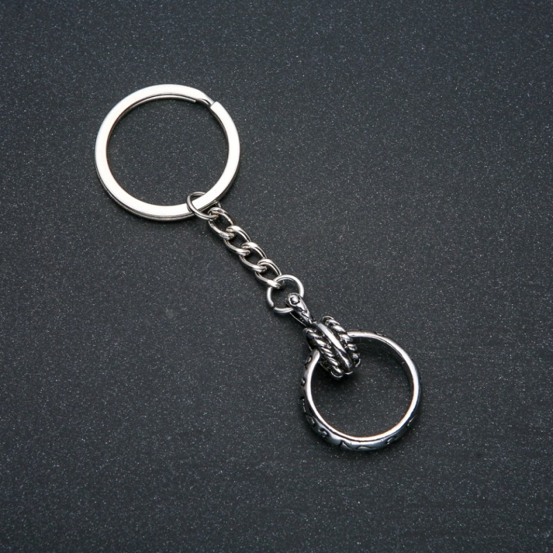 Keyring "Ring", 15mm diameter, 9cm length +/- silver-coloured metal