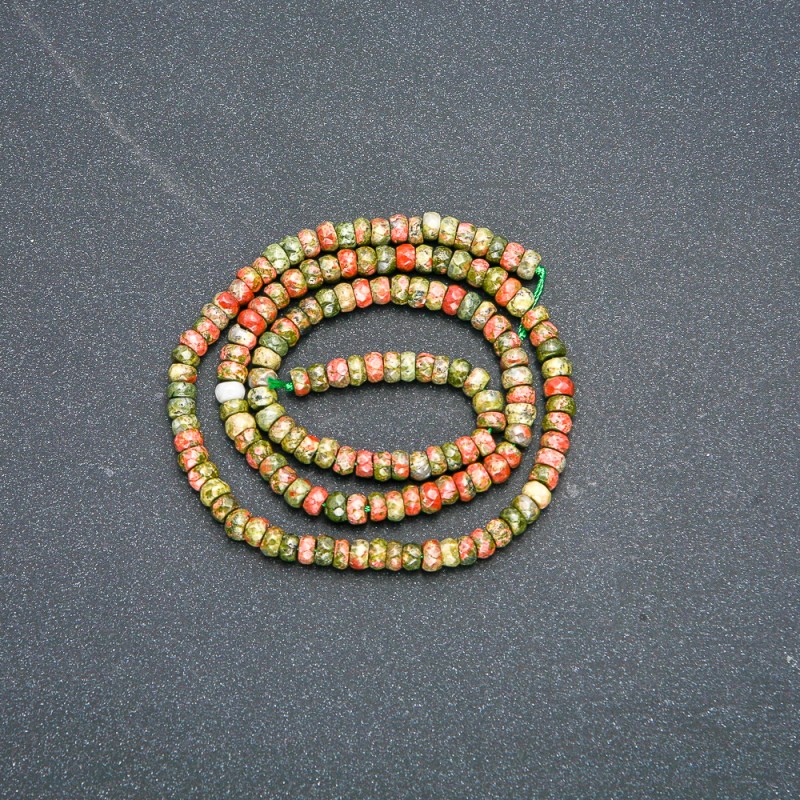 Strand of Natural Heliotrope Unakite Faceted Rondelle 4x2.5mm, length 39cm +