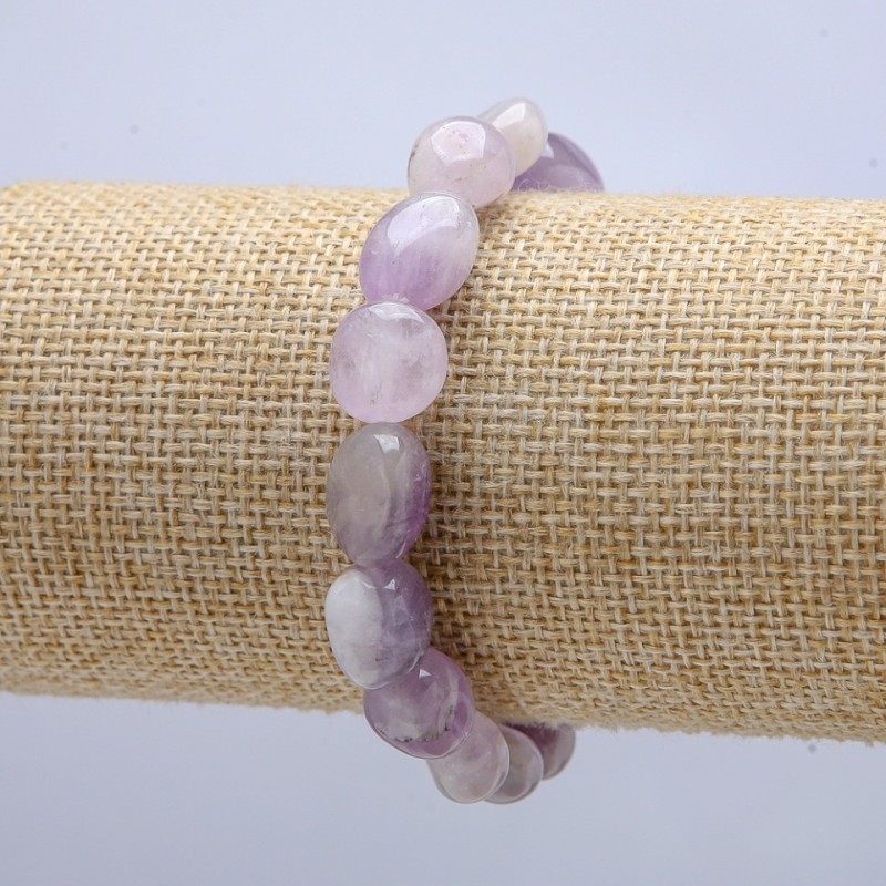 Natural Stone Elastic Bracelet, Amethyst Tumbled Beads, 14x10mm Diameter, 18cm Circumference +