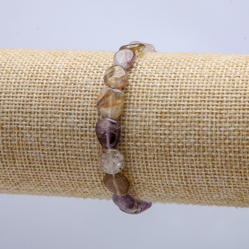 Natural Stone Elastic Bracelet, Ametrine Tumbled Beads, 8x10mm Diameter, 18cm Circumference +