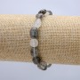 Elastic Bracelet Natural Stone Rutilated Quartz Tumbled, diameter 8x9mm, length 18cm +