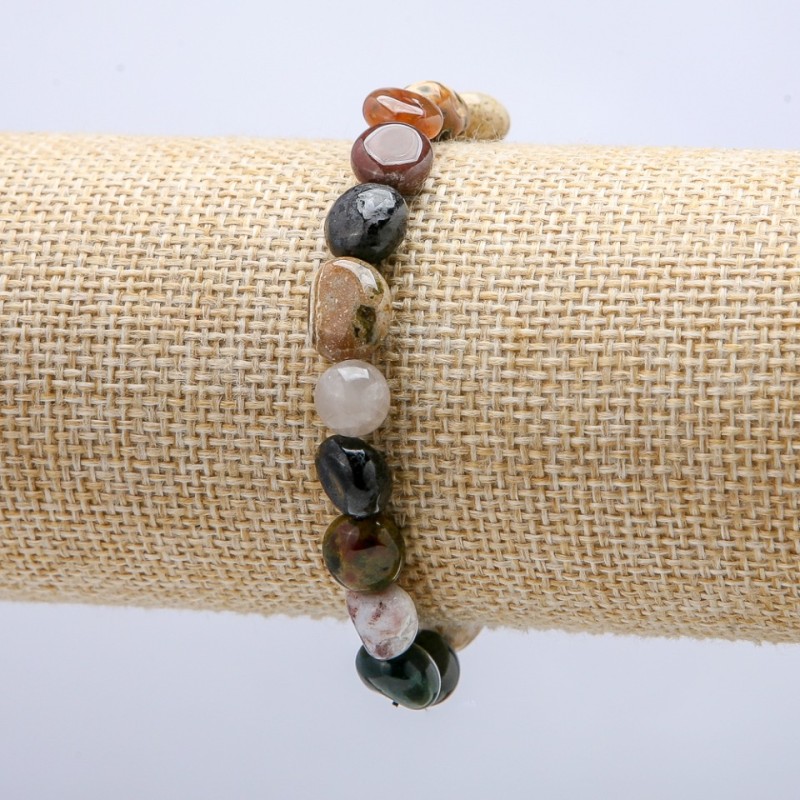 Elastic Bracelet Natural Stone Jasper Tumbled, diameter 8x10mm, circumference 18cm +