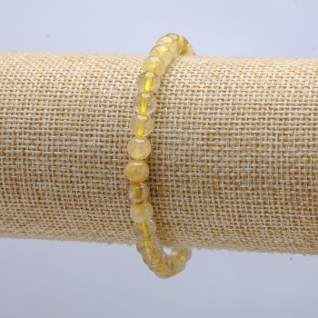 Elastic Bracelet Rutilated Quartz Smooth Round Bead, diameter 6mm +/- circumference 18cm +