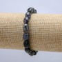 Natural Iolite Bracelet on Elastic, Tumbled Beads, 8x10mm Diameter, 18cm Circumference +