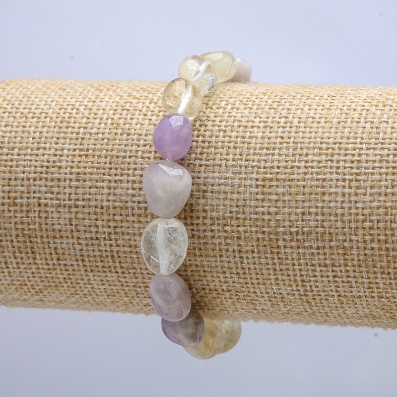 Assorted Tumbled Stone Bracelet on Elastic, 12x8mm Diameter, 18cm Circumference +