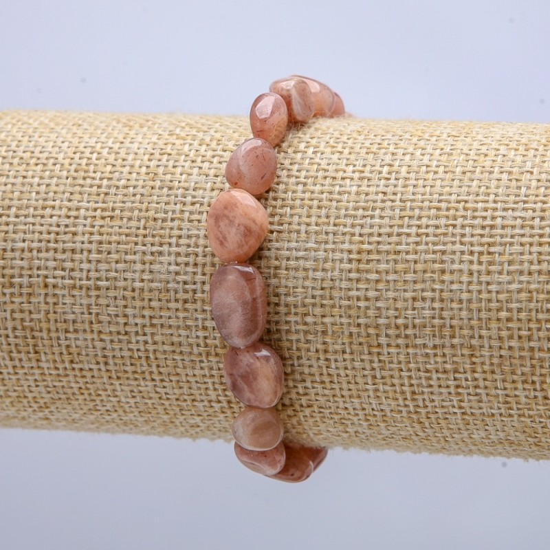 Natural Selenite Bracelet on Elastic, Tumbled Beads, 10x8mm Diameter, 18cm Circumference +
