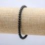 Shungite Natural Stone Bracelet on Elastic, Smooth Bead, Diameter 4mm, Length 18cm+
