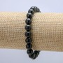 Natural Stone Elastic Bracelet, Smooth Round Shungite Beads, 8mm Diameter, 18cm Length +