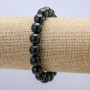 Natural Stone Elastic Bracelet, Smooth Round Shungite Beads, 10mm Diameter, 18cm Length +