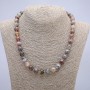 Necklace with Natural Botswana Agate Stone, Smooth Round Beads, Diameter 10mm, Length 45cm +