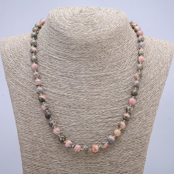 Natural Rhodochrosite Necklace, Smooth Round Beads, 8mm Diameter, 45cm Length +
