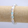 White Chameleon Opal Glass Bracelet on Elastic, Tumbled Beads, 12x8mm Diameter, 18cm Circumference +