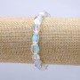 White Chameleon Opal Glass Bracelet on Elastic, Tumbled Beads, 12x8mm Diameter, 18cm Circumference +