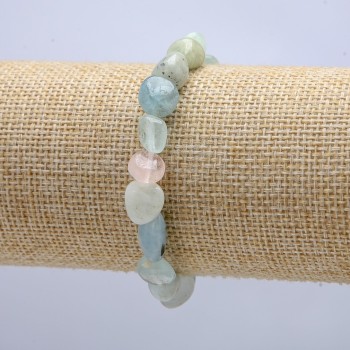 Bracelet on Elastic Band with Natural Morganite Stone, Tumbled, Diameter 9x12mm, Circumference 18cm +