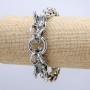 Dragon Head Chain Bracelet, Silver-Tone Metal 12x27mm, Thickness 10mm, Length 20cm +