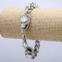 Wolf Head Chain Bracelet, Silver-Tone Metal 15x37mm, Thickness 8mm, Length 20cm +