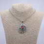 Pendant "Feather with Dragon's Eye" 50x40mm on chain, length 70cm +/- silver-tone metal