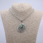 Pendant "Feather with Dragon Eye" 50x40mm on a chain, length 70cm +/- silver-tone metal