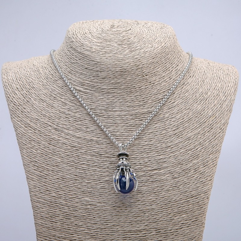 Paw with Orb Pendant, 40x20mm on Chain, Length 70cm + - Silver-Tone Metal