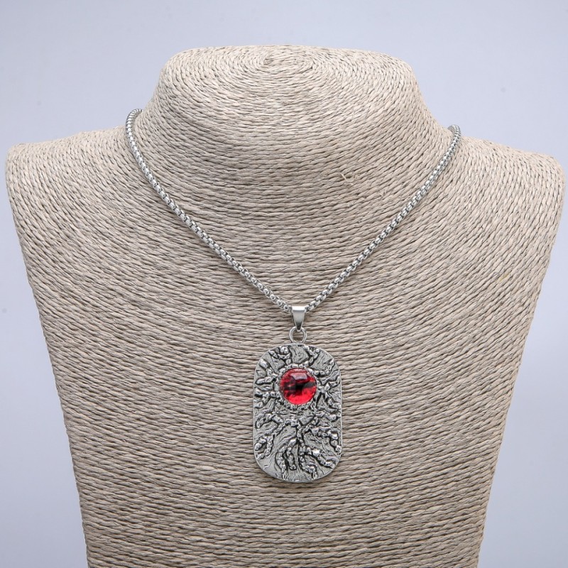 Dragon Eye Pendant 60x30mm on a chain, length 70cm +/- silver-tone metal
