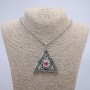 Pendant "Triangle with Eye" 62x54mm on a chain, length 70cm +/- silver-tone metal