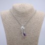 Pendant "Bird with Orb" 47x18mm on a chain, length 70cm +/- silver-tone metal