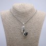 Pendant "Bird with Sphere" 47x18mm on chain, length 70cm +/- silver-tone metal