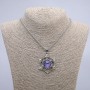 Pendant "Dragon Eye in Setting" 50x35mm on Chain, 70cm Length +/- Silver-Tone Metal