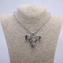 Pendant "Goat Skull with Dragon Eye" 45x45mm on Chain, 70cm Length +/- Silver-Tone Metal