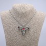 Pendant "Goat Skull with Dragon Eye" 45x45mm on a chain, length 70cm +/- silver-tone metal