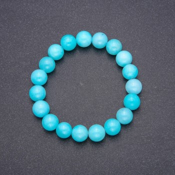 Aquamarine Bead Bracelet on Elastic (single) Smooth Bead, diameter 10(±)mm, circumference 18cm