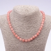 Natural Chalcedony Stone Necklace, Smooth Round Beads, 8mm Diameter, 45cm Length
