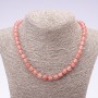 Natural Chalcedony Stone Necklace, Smooth Round Beads, 8mm Diameter, 45cm Length