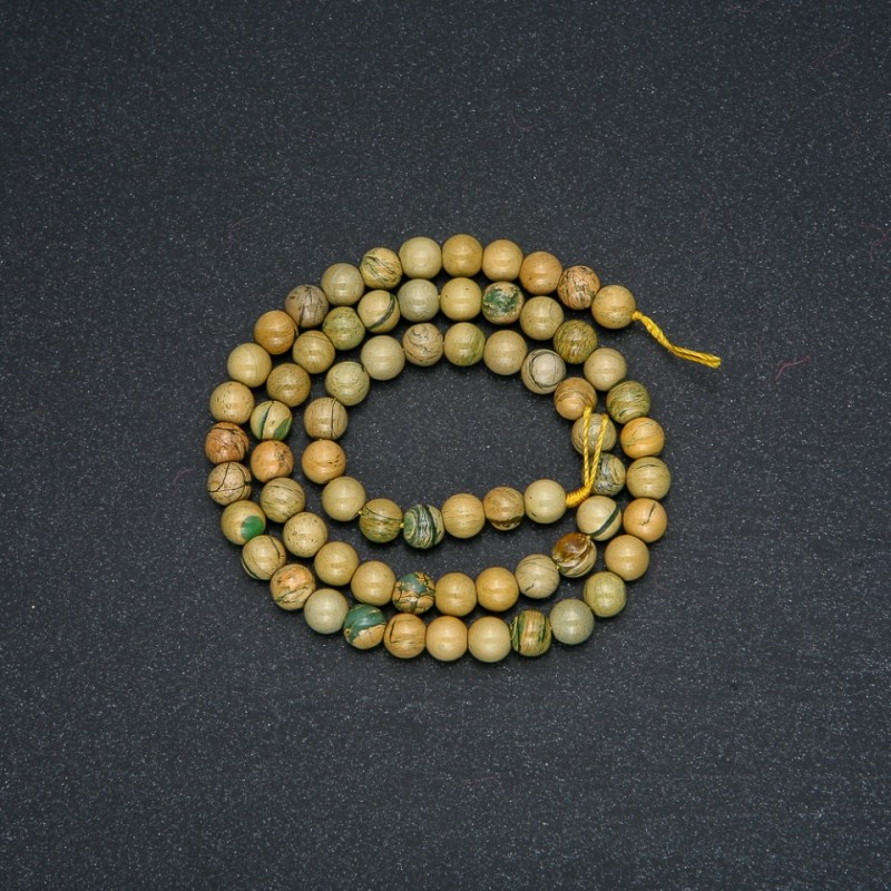 Yellow Jasper Natural Stone Beads on Thread, Smooth Round 6mm, 38cm Strand +