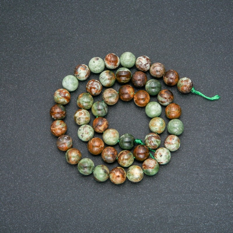 Beads on String Natural Stone Green Jasper Smooth Round, Diameter 8mm, Length 38cm +
